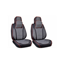 Încarcă imaginea în vizualizatorul Galerie, Huse scaune auto universale fractionate 9D Premium fata si spate negru cusatura rosie