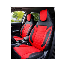 Încarcă imaginea în vizualizatorul Galerie, Huse scaune auto universale fractionate Premium cu tetiera fata incorporata negru cu rosu