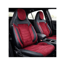 Încarcă imaginea în vizualizatorul Galerie, Huse scaune auto universale fractionate Premium cu tetiera fata incorporata negru cu visiniu