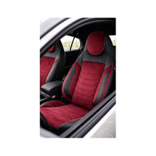 Încarcă imaginea în vizualizatorul Galerie, Huse scaune auto universale fractionate Premium cu tetiera fata incorporata negru cu visiniu