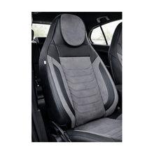 Încarcă imaginea în vizualizatorul Galerie, Huse scaune auto universale fractionate Premium cu tetiera fata incorporata negru cu gri