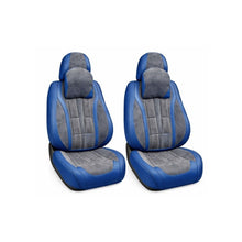 Încarcă imaginea în vizualizatorul Galerie, Huse scaune auto universale fractionate 9D Premium fata si spate albastru gri antracit