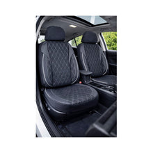 Încarcă imaginea în vizualizatorul Galerie, Huse scaune auto universale fractionate XL Premium compatibile SUV si Limuzine negru cusatura gri