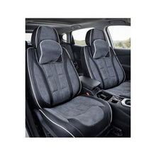 Încarcă imaginea în vizualizatorul Galerie, Huse scaune auto universale fractionate 9D Premium fata si spate negru gri antracit cusaturi gri