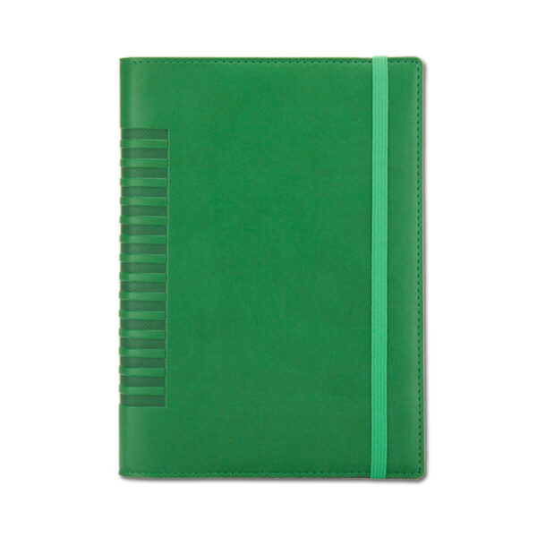 Agenda de lux 2025, datata zilnic, Cometa Verde cu elastic verde, 15x21 cm