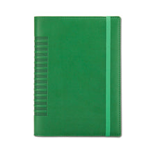 Încarcă imaginea în vizualizatorul Galerie, Agenda de lux 2027, datata zilnic, Cometa Verde cu elastic verde, 15 x 21 cm
