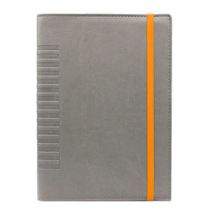 Agenda de lux 2026, datata zilnic, Cometa Gri cu elastic orange, 17 x 24 cm