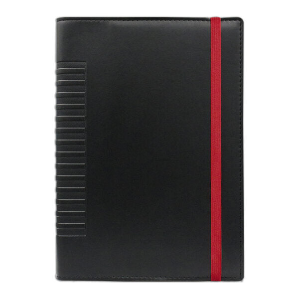 Agenda de lux 2026, datata zilnic, Cometa Negru cu elastic rosu, 17 x 24 cm