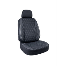 Încarcă imaginea în vizualizatorul Galerie, Huse scaune auto universale fractionate XL  Premium compatibile SUV si Limuzine negru cusatura gri
