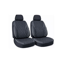 Încarcă imaginea în vizualizatorul Galerie, Huse scaune auto universale fractionate XL  Premium compatibile SUV si Limuzine negru cusatura gri
