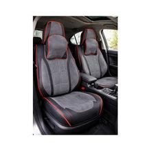 Încarcă imaginea în vizualizatorul Galerie, Huse scaune auto universale fractionate 9D  Premium fata si spate negru cusatura rosie
