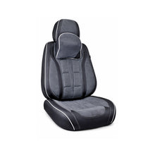 Încarcă imaginea în vizualizatorul Galerie, Huse scaune auto universale fractionate 9D Premium fata si spate negru gri antracit cusaturi gri

