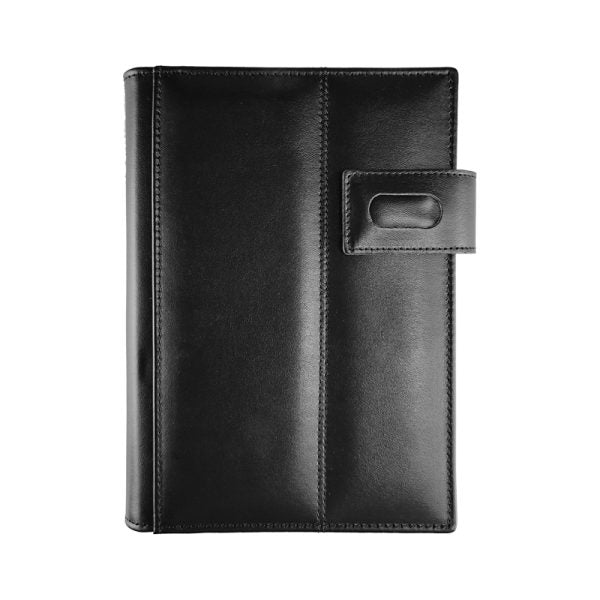 Agenda din piele 2026, datata zilnic, Monaco Negru, 15 x 21 cm