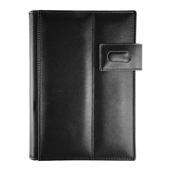 Agenda din piele 2026, datata zilnic, Monaco Nero, 17 x 24 cm
